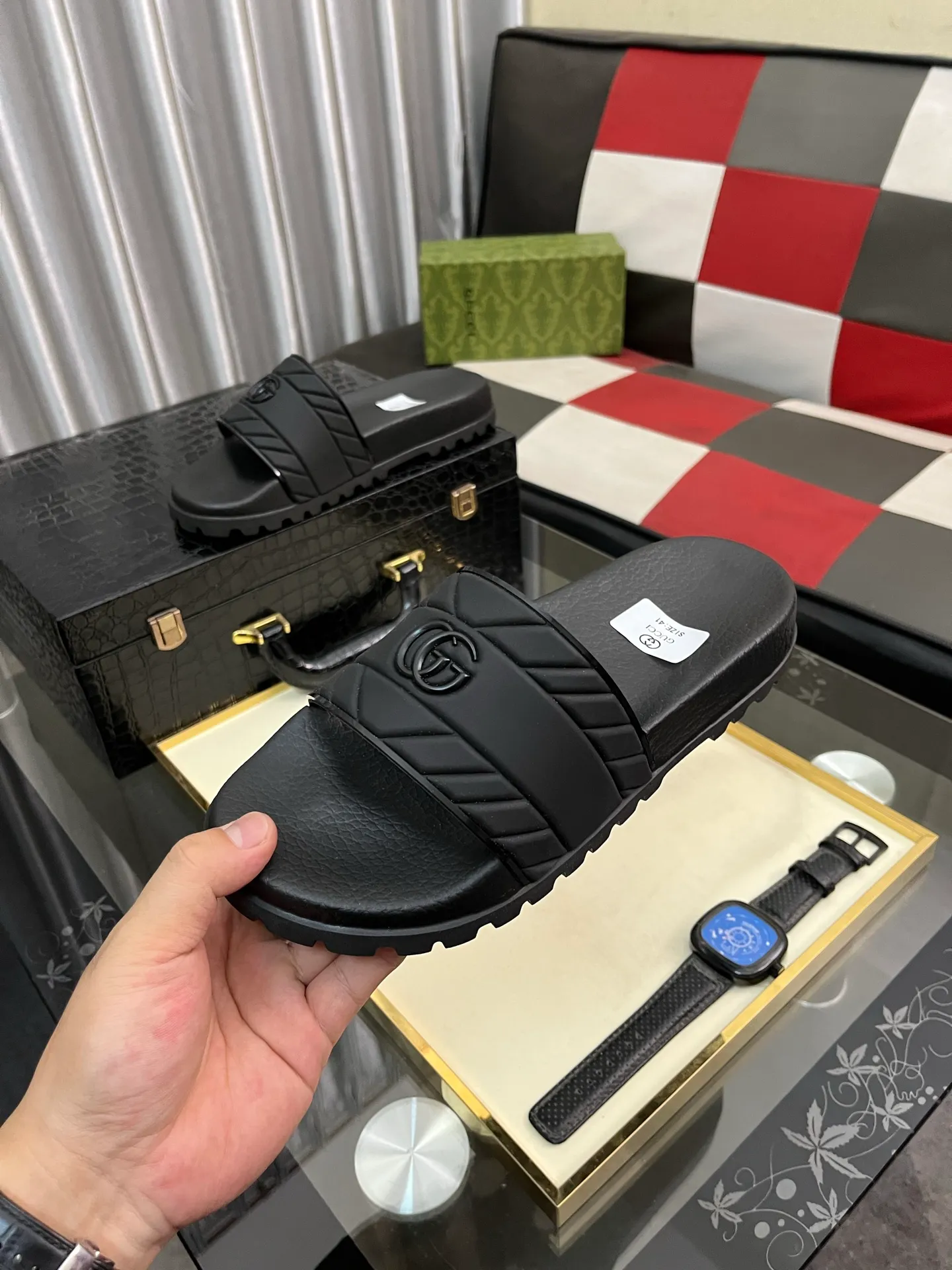 Men's men's shoes💰260⌚️⌚️ＧＵＣＣＩ.Gucci.Official website 1:1 popular slippers hot sale! Original original material 🩴 SIZE: 38-46 (45.46 non-refundable)
